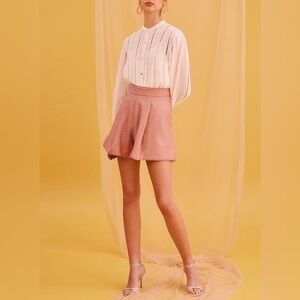 Keepsake Fever Dusty Pink Striped Pleated Lined High Rise Shorts Size Small